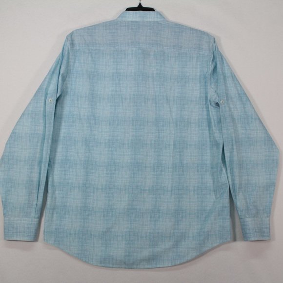 Bugatchi Shirt Men's XL (Size Tag Cut) Blue Long Sleeve Classic Fit - Picture 10 of 16